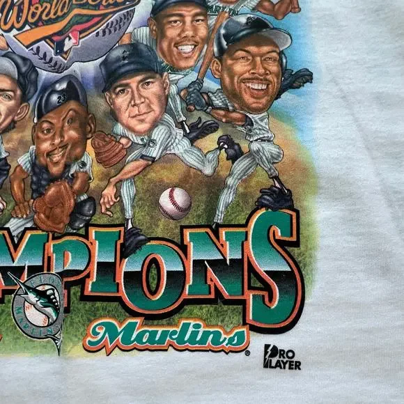Vintage Florida Marlins Caricature World Series Champs 1997 MLB Baseball T Shirt - Picture 7 of 12